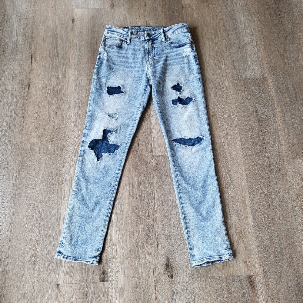 American Eagle AirFlex+ Patched Athletic Skinny Jeans 30x32